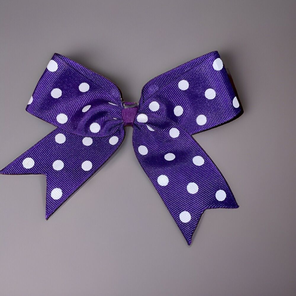 Lot Of 2 Girl’s Grosgrain Hair Bows Clip Blue Solid Polka Dot - Picture 6 of 11